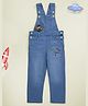 Kiddopanti Denim Woven Sleeveless Space Theme Printed Dungaree - Light Blue
