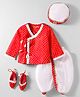 Exclusive from Jaipur Cotton Woven Full Sleeves Striped Kurta Dhoti Set with Cap & Booties - Dark Orange