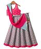 Exclusive from Jaipur Cotton Woven Halter Neck Sleeveless Choli Lehenga & Dupatta Set With Floral Print - Pink