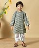 MoMaa Cotton Woven Full Sleeves Abstract Motif Printed Kurta Dhoti Set - Light Grey