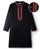 EARTHY TOUCH Single Jersey Knit Full Sleeves Kurta with Embroidery - Black