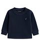 Kanvin Polar Fleece Knit Full Sleeves Antipilling Solid Sweatshirt - Navy Blue