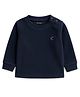 Kanvin Fleece Knit Full Sleeves Solid Color Sweatshirt - Navy Blue