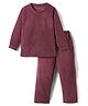 Kanvin Fleece Knit Full Sleeves Antipilling Solid Colour Winter Wear Night Suit - Dark Pink