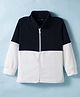 Kanvin Antipilling Polar Fleece Knit Full Sleeves Solid Color Cut & Sew Winter Jacket - Navy  Blue & White