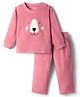 Kanvin Fleece Knit Full Sleeves Antipilling Winter Night Suit with Polar Bear Print - Pink