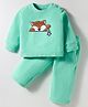 Kanvin Antipilling Polar Fleece Knit Full Sleeves Winter Night Suit with Fox Patch Detailing - Mint