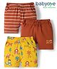 Babyoye 100% Cotton Interlock Knit Shorts With Eco Jiva Finish & Animal Print Pack Of 3 - Yellow & Brown