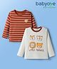 Babyoye 100% Cotton Knit With Eco Jiva Finish Full Sleeves T-Shirt With Stripes & Animal Print Pack of 2 - Rust Orange & White