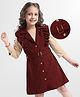 Hola Bonita Knit Textured Fabric Solid Dress With Three Fourth Sleeves Inner Tee - Maroon