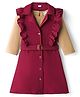 Hola Bonita Knit Textured Fabric Solid Dress With Three Fourth Sleeves Inner Tee - Maroon