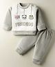 Mom's pet Fleece Knit Full Sleeves Friends Text Patch Detailed Sweatshirt &  Joggers Set - Grey