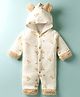 Mom's pet Fleece Knit Full Sleeves Teddy Bears Printed Hooded Romper - Brown