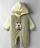 Mom's pet Fleece Knit Full Sleeves Cute Puppy Patch Embroidered & Colour Blocked Hooded Romper - Green