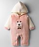 Mom's pet Fleece Knit Full Sleeves Baby Animal Designed Hooded Romper - Peach