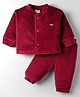 Mom's pet Velvet Knit Full Sleeves Solid Sweatjacket & Joggers Set - Maroon