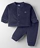 Mom's pet Velvet Knit Full Sleeves Solid Sweatjacket & Joggers Set - Blue