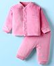 Mom's pet Velvet Knit Full Sleeves Solid Sweatjacket & Joggers Set - Pink