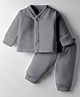 Mom's pet Velvet Knit Full Sleeves Solid Sweatjacket & Joggers Set - Grey