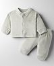 Mom's pet Velvet Knit Full Sleeves Solid Tee & Joggers Winter Wear Set - Grey