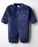 Mom's pet Velvet Knit Full Sleeves Solid Romper - Blue