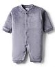 Mom's pet Velvet Knit Full Sleeves Solid Romper - Grey