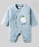 Mom's pet Fleece Knit Full Sleeves Blueberry Embroidered Romper - Blue