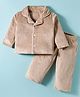 Kanvin Velour Knit Full Sleeves  Winter Solid Color Co-ord Night Suit - Tan