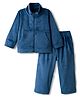 Kanvin Velour Knit Full Sleeves Winter Wear Solid Colour Co-Ords Front Open Sweatshirt with Kangaroo Pockets & Lounge Pant Set - Navy Blue