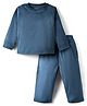 Kanvin Knit Full Sleeves Solid Color Co-ords Winter Wear Sweatshirt & Lounge Pant Set - Navy Blue