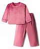 Kanvin Knit Full Sleeves Solid Color Co-ords Winter Wear Sweatshirt & Lounge Pant Set - Pink