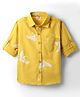 Rikidoos Full Sleeves Birds Printed Shirt - Mustard