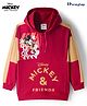 Honeyhap Disney Terry Knit Full Sleeves Cut & Sew Hooded Sweatshirt with Mickey Mouse Graphics - Red