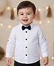 Babyoye 100% Cotton Solid Dyed Full Sleeves Party Shirt With Bow - White