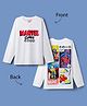 Pine Kids Marvel Single Jersey Knit Full Sleeves T-Shirt with Front & Back Avengers Graphics - White
