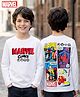 Pine Kids Marvel Single Jersey Knit Full Sleeves T-Shirt with Front & Back Avengers Graphics - White