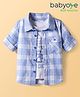 Babyoye 100% Cotton Woven Full Sleeves Checkered Shirt With T-Shirt - Blue & White