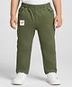 Babyoye 100% Cotton Woven Full Length Lounge Pant With Text Patch - Olive Green