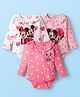 Babyhug Disney Interlock Knit Full Sleeves Onesies with Minnie & Friends Graphics Pack of 3 - Pink & White