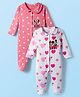 Babyhug Disney Interlock Knit Full Sleeves Sleep Suits With Minnie & Friends Graphics Pack Of 2 - Pink & White