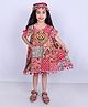 Aglare Navratri Theme Cotton Woven Half Sleeves Mirror Patch Detailed Ethnic Printed  Dress With Cap - Multi Colour