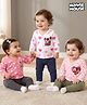 Babyhug Disney Interlock Knit Full Sleeves Jhablas With Minnie & Friends Print Pack Of 3 - Pink White & Dark Pink
