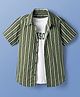 Pine Kids Cotton Woven Half Sleeves Striped Shirt With T-Shirt - Green
