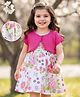 Babyhug Cotton Woven Half Sleeves Frock With Shrug & Floral Print - Pink & White