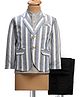 Rikidoos Cotton Woven Full Sleeves Striped 3 Piece Party Suit Set - Light Blue & Black