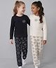 Primo Gino 100% Cotton Knit Full Sleeves Co-ords Night Suit With Animal & Heart Print Pack Of 2 - Ivory & Black
