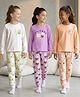 Primo Gino 100% Cotton Knit Full Sleeves Night Suit With Tropical Theme Print Pack of 3 - Beige Peach & Purple
