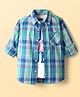 Pine Kids Cotton Woven Full Sleeves Checked Shirt with Inner Tee - Blue & White