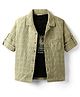Rikidoos Full Sleeves Abstract Embroidered Shirt With Inner Tee - Pista & Black