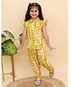 AJ Dezines Cotton Woven Frill Sleeves Floral Printed Top & Coordinating Pant Set - Mustard